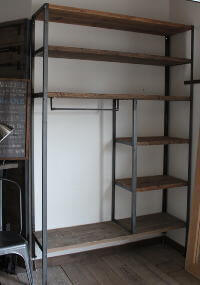 古材とアイアンのオーダーラック