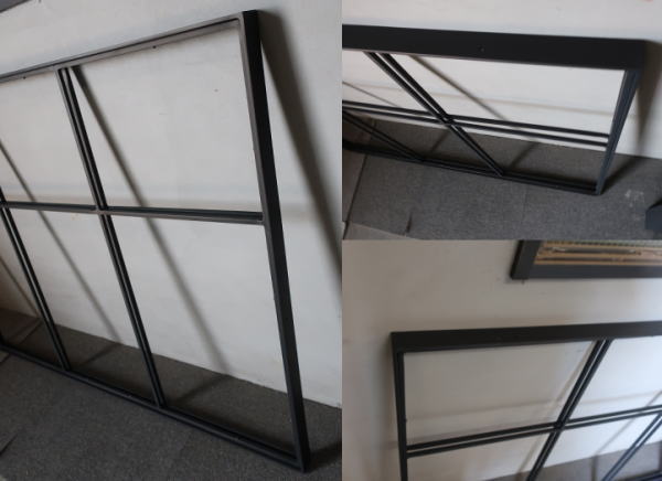 ブラックアイアンフレームの6マスFIX窓,店舗や自宅の内窓におすすめ