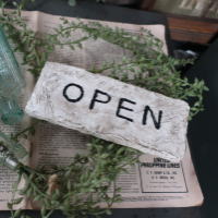 限定一点もの風合いのブロック型OPENサイン 空間演出ディスプレイ