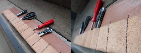 たくさん収納できるレザーポケット