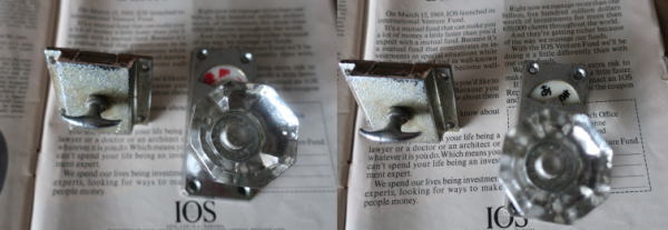 表示錠付きのガラスドアノブ