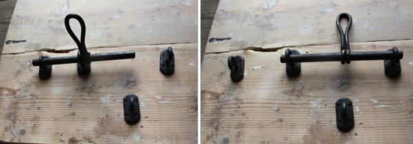 小屋のロックに雰囲気のある金物
