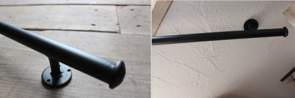 シンプルなブラックアイアン手すり,重厚感あるデザイン