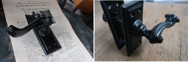 こだわりのドアにアイアンレバーハンドル