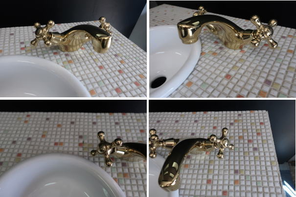 カラータイル天板がお洒落な洗面台