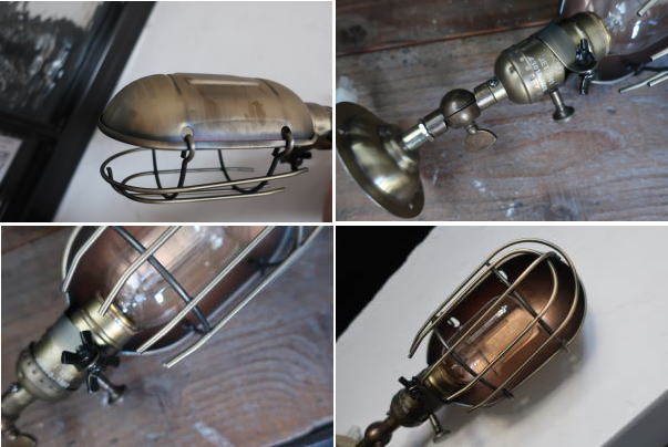 アンティークゴールドのガード付きブラケットライト