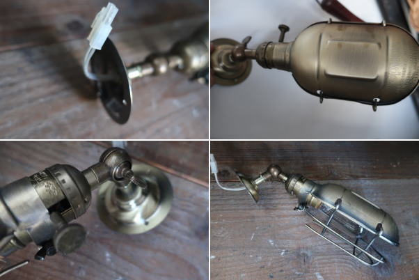 アンティークゴールドのガード付きブラケットライト