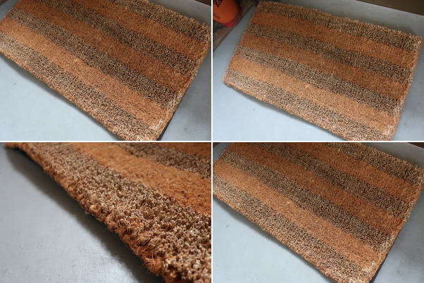 ナチュラルカラーのシマシマデザインのコイヤーマット